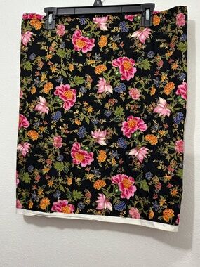 Marcus Brothers Textiles Black With Gold Outlined Flowers Leaves Cotton Fabric